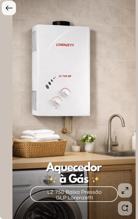 Aquecedor a gás Lorenzetti LZ 750 BP instalado em área de serviço